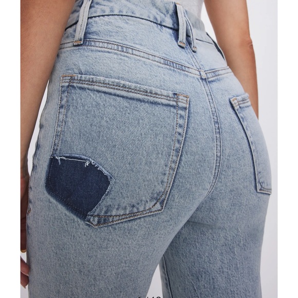 Good American Good Boy Split Hem High Waist Straight Leg Jeans